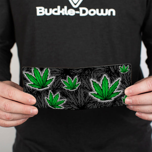 Buckle Down Bi-Fold Wallet - Marijuana Haze Black
