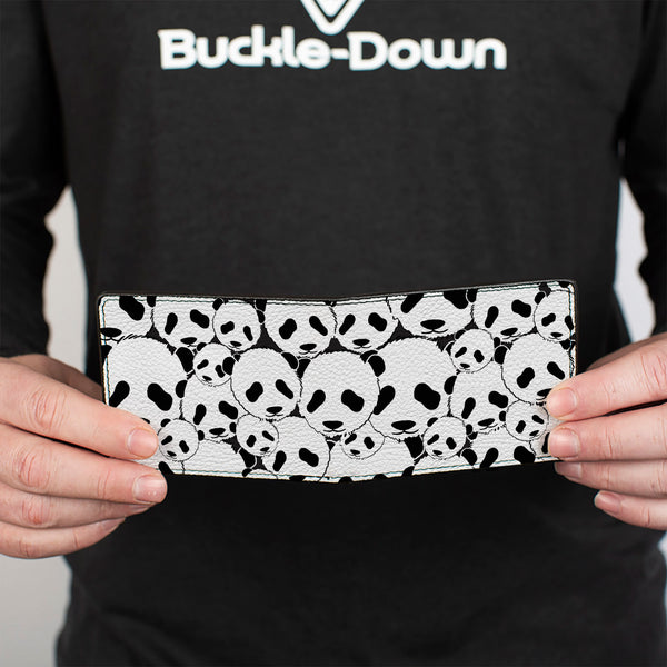 Buckle Down Bi-Fold Wallet - Panda Bear Stacked