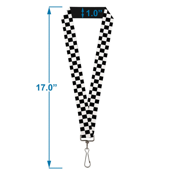 Buckle Down Black And White Checkered Lanyard - 1.0"
