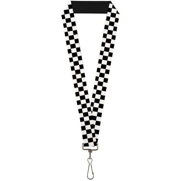 buckle down Black and White Checkered Lanyard - 1.0"