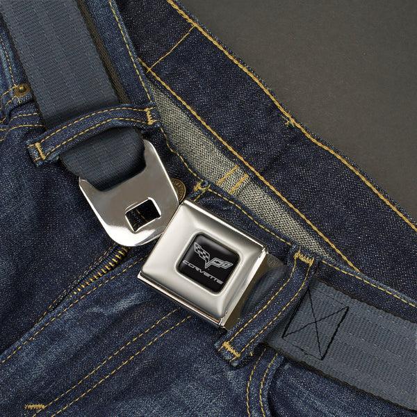 Buckle Down C6 Seatbelt Belt - Black Panel Webbing