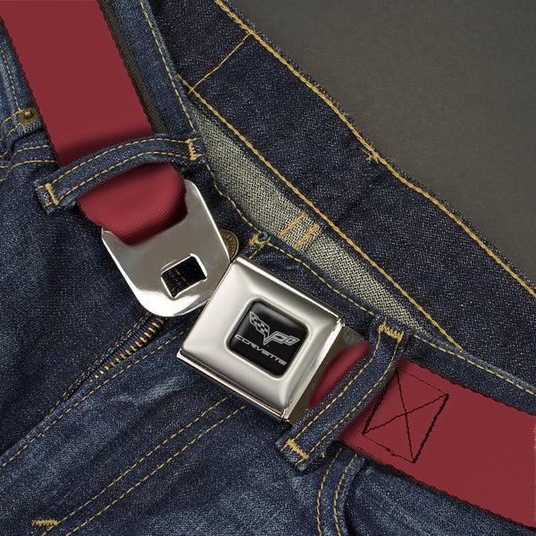 Buckle Down C6 Seatbelt Belt - Burgundy Webbing