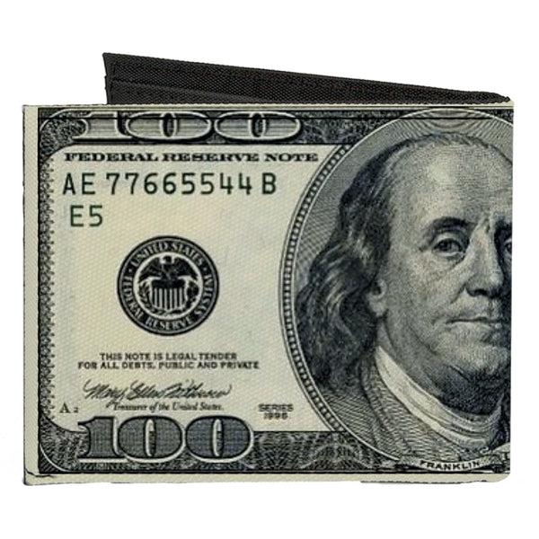 Buckle Down Canvas Bi-Fold Wallet - 100 Dollar Bills