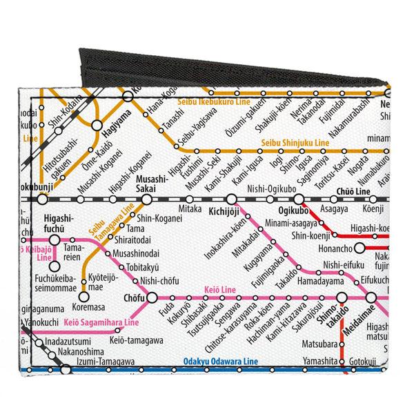 Buckle Down Canvas Bi-Fold Wallet - Tokyo Subway