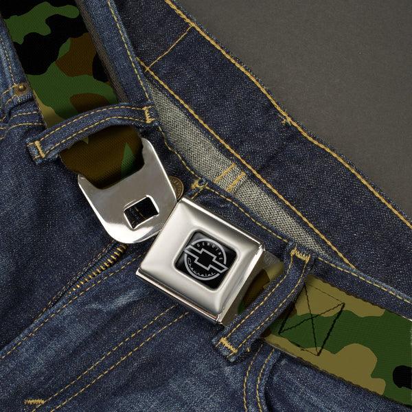 Buckle Down Chevy Seatbelt Belt - Camo Olive Webbing