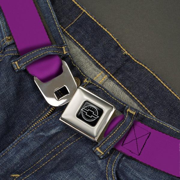 Buckle Down Chevy Seatbelt Belt - Purple Webbing