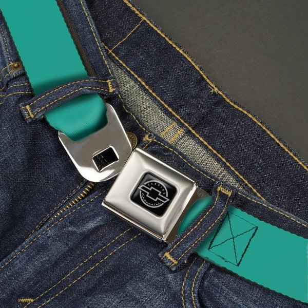 Buckle Down Chevy Seatbelt Belt - Teal Webbing