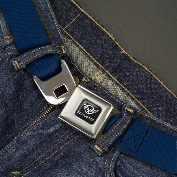Buckle Down Corvette Seatbelt Belt - Navy Webbing