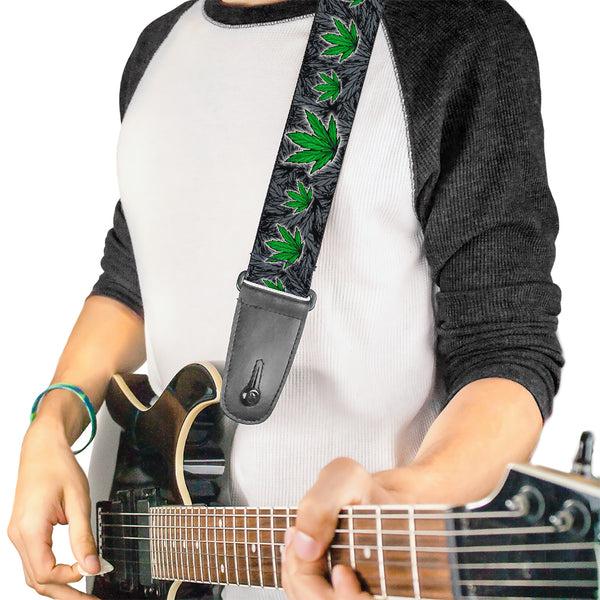 Buckle Down Guitar Strap - Marijuana Haze Black