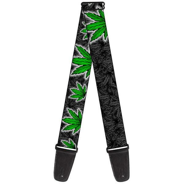 buckle down Guitar Strap - Marijuana Haze Black