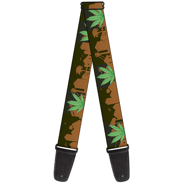 buckle down Guitar Strap - Marijuana Leaf Skyline