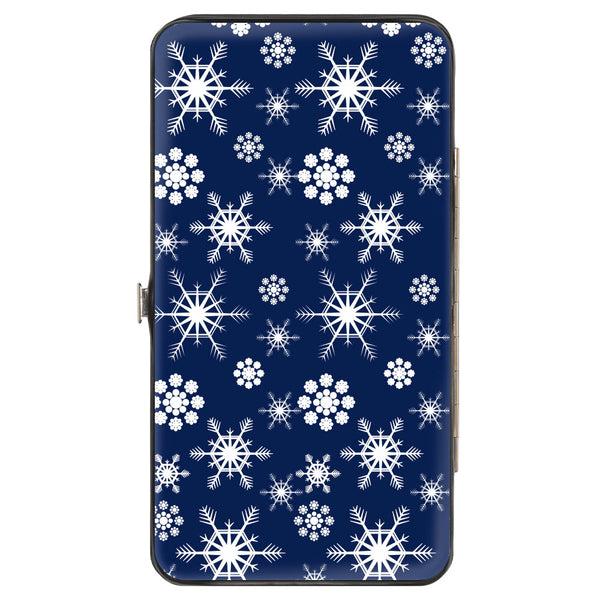 Buckle Down Hinged Wallet - Snowflakes Blue White