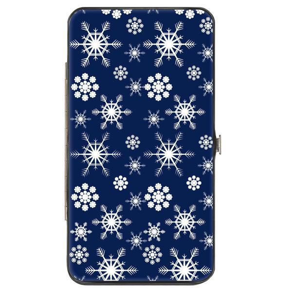 buckle down Hinged Wallet - Snowflakes Blue White