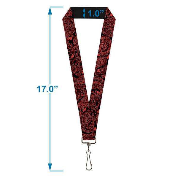 Buckle Down Lanyard - 1.0" - Bandana Skulls Black Red