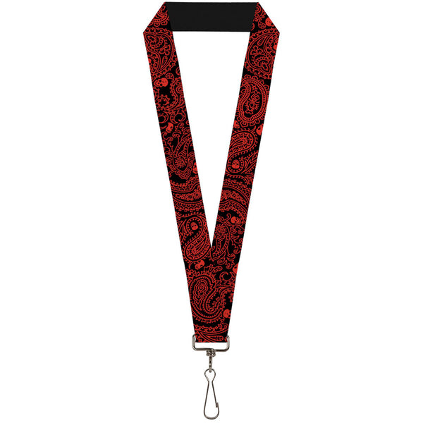 buckle down Lanyard - 1.0" - Bandana Skulls Black Red