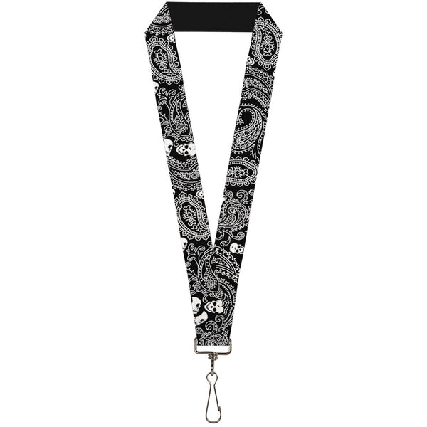 buckle down Lanyard - 1.0" - Bandana Skulls Black White