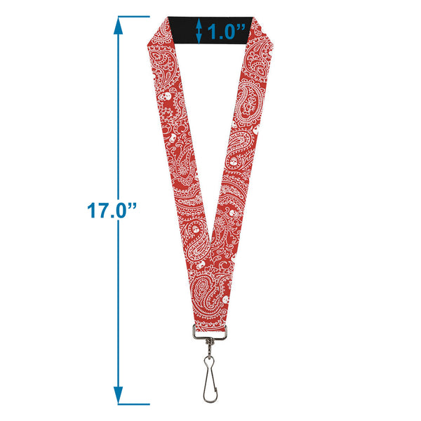 Buckle Down Lanyard - 1.0" - Bandana Skulls Red White
