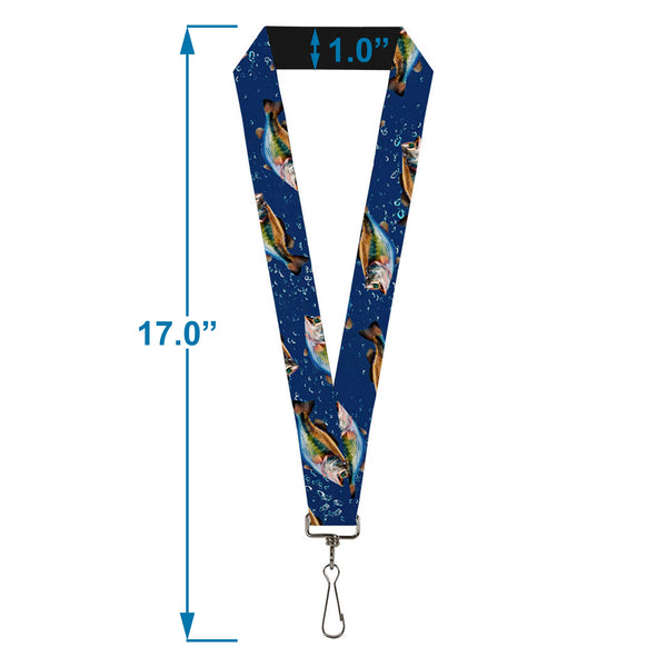 Buckle Down Lanyard - 1.0" - Bass Fish Water Bubbles