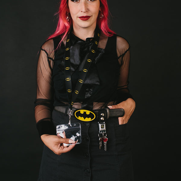 Buckle Down Lanyard - 1.0" - Batman Shield Black Yellow