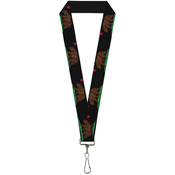 buckle down Lanyard - 1.0" - California Flag Bear Black