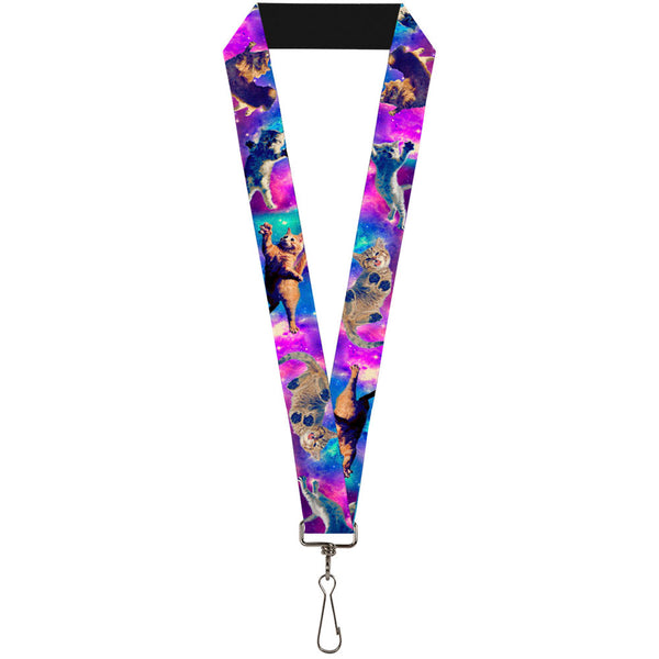 buckle down Lanyard - 1.0" - Cats in Space Pinks Blues