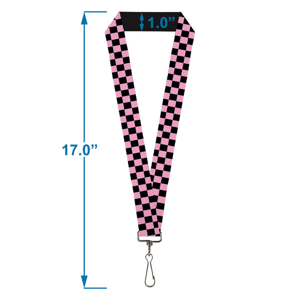 Buckle Down Lanyard - 1.0" - Checker Black Baby Pink