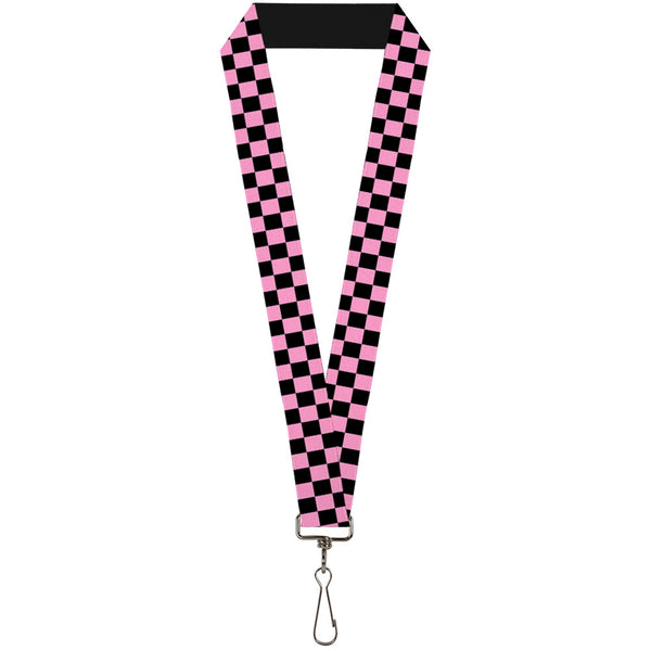 buckle down Lanyard - 1.0" - Checker Black Baby Pink