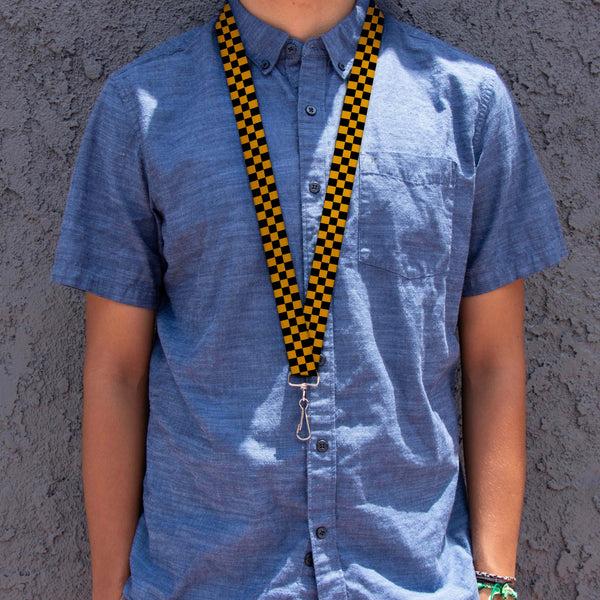 Buckle Down Lanyard - 1.0" - Checker Black Gold