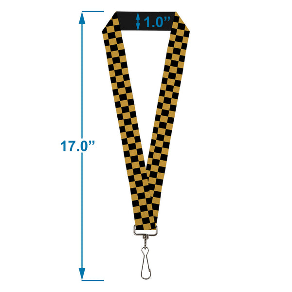 Buckle Down Lanyard - 1.0" - Checker Black Gold