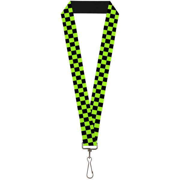 buckle down Lanyard - 1.0" - Checker Black Neon Green
