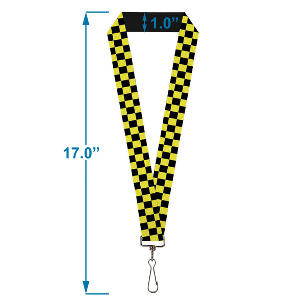 Buckle Down Lanyard - 1.0" - Checker Black Neon Yellow