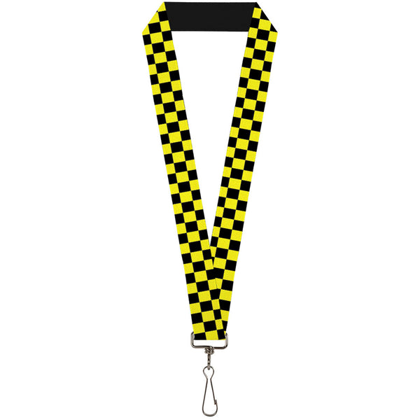 buckle down Lanyard - 1.0" - Checker Black Neon Yellow