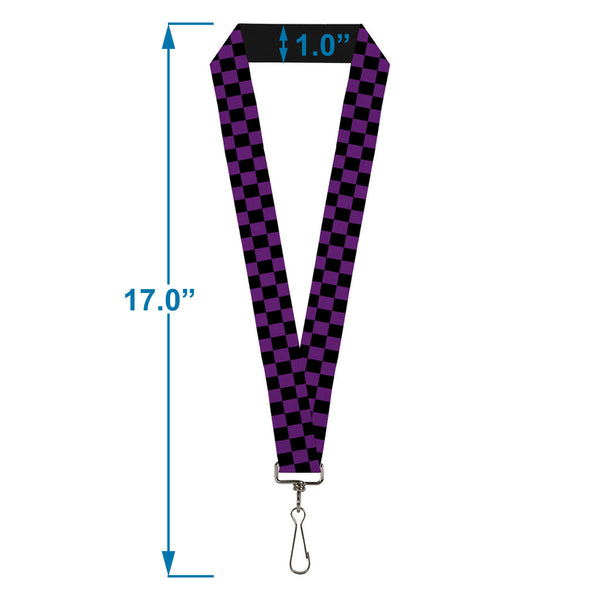 Buckle Down Lanyard - 1.0" - Checker Black Purple