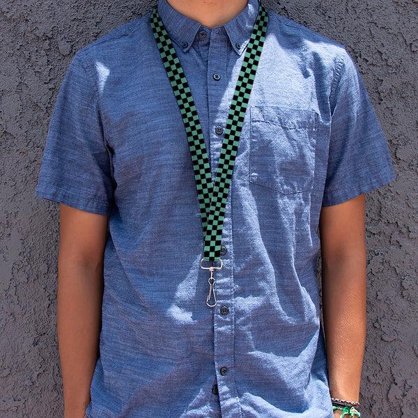 Buckle Down Lanyard - 1.0" - Checker Black Teal