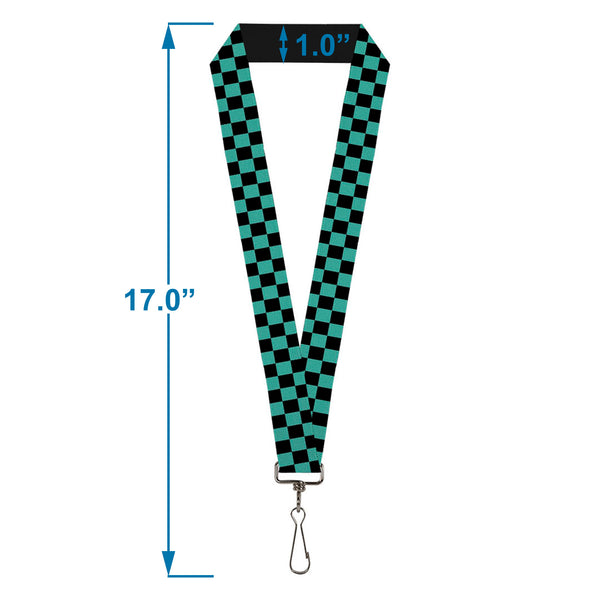 Buckle Down Lanyard - 1.0" - Checker Black Teal