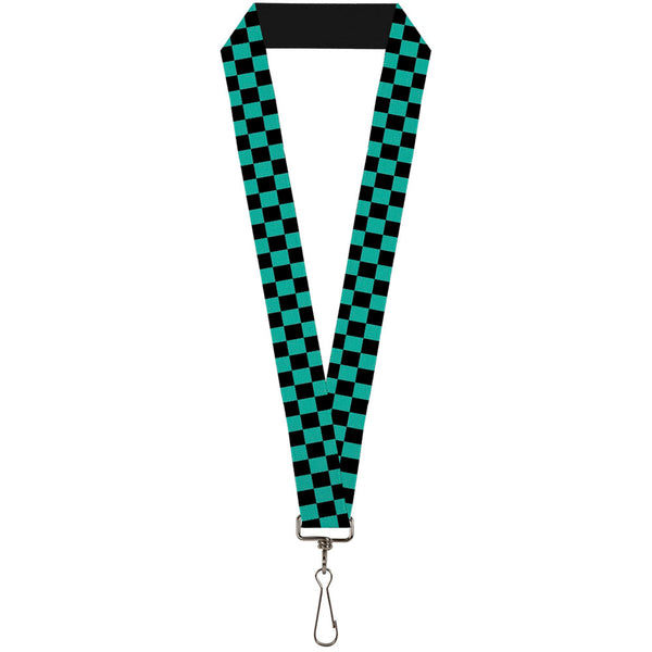 buckle down Lanyard - 1.0" - Checker Black Teal
