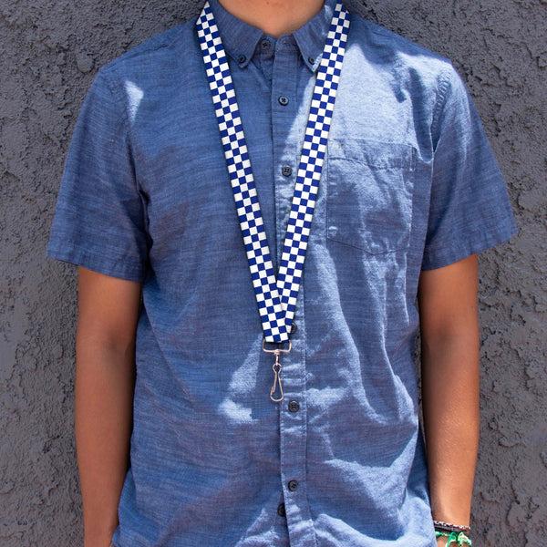 Buckle Down Lanyard - 1.0" - Checker BlueKU White