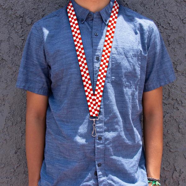 Buckle Down Lanyard - 1.0" - Checker Red White