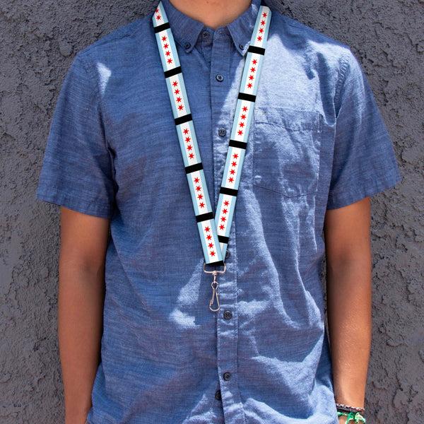 Buckle Down Lanyard - 1.0" - Chicago Flags Black