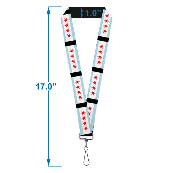 Buckle Down Lanyard - 1.0" - Chicago Flags Black