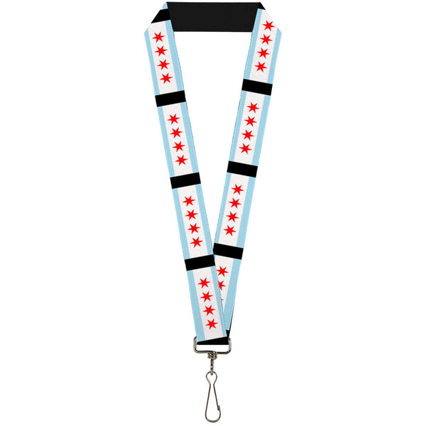 buckle down Lanyard - 1.0" - Chicago Flags Black