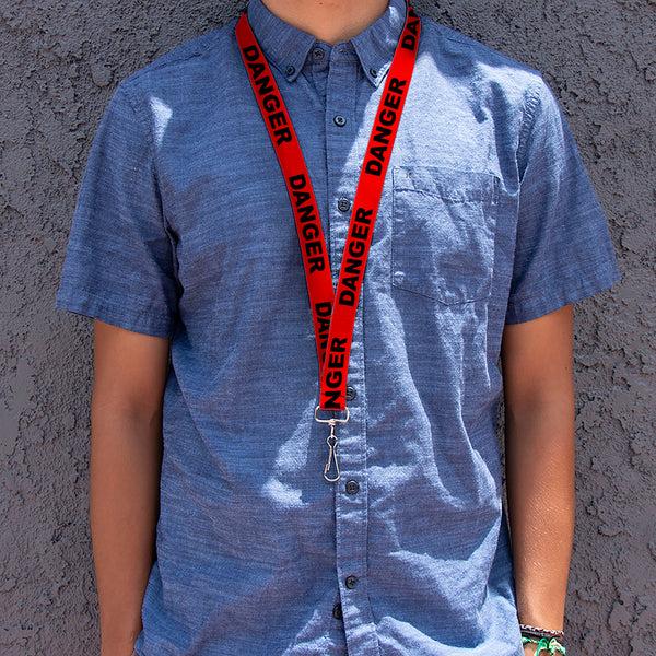 Buckle Down Lanyard - 1.0" - DANGER Text Red Black