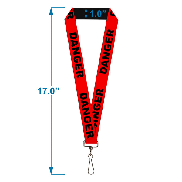 Buckle Down Lanyard - 1.0" - DANGER Text Red Black