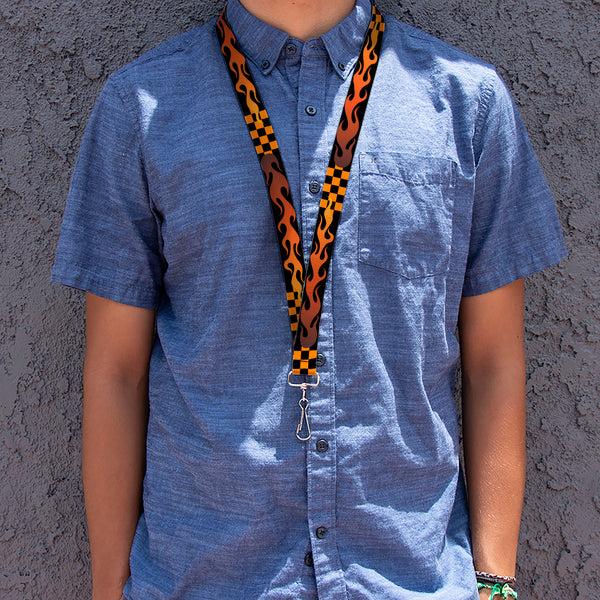 Buckle Down Lanyard - 1.0" - Flame Checker Black/Orange