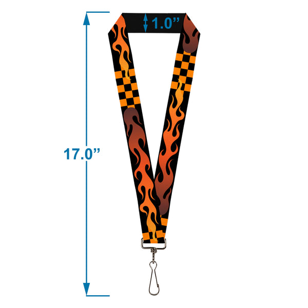 Buckle Down Lanyard - 1.0" - Flame Checker Black/Orange