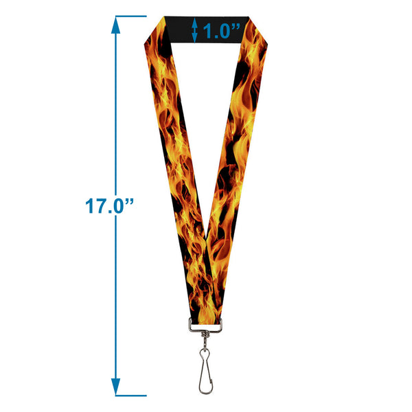 Buckle Down Lanyard - 1.0" - Flames Vivid Black Orange