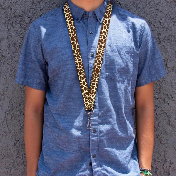 Buckle Down Lanyard - 1.0" - Giraffe Spots2 Cream Brown