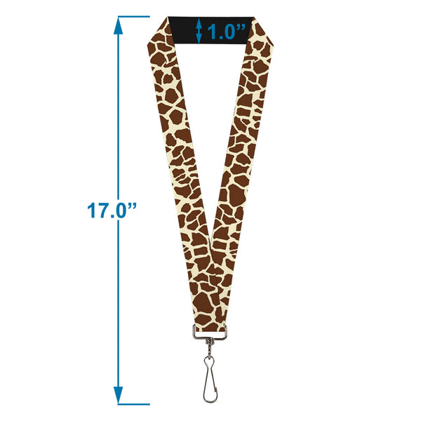 Buckle Down Lanyard - 1.0" - Giraffe Spots2 Cream Brown