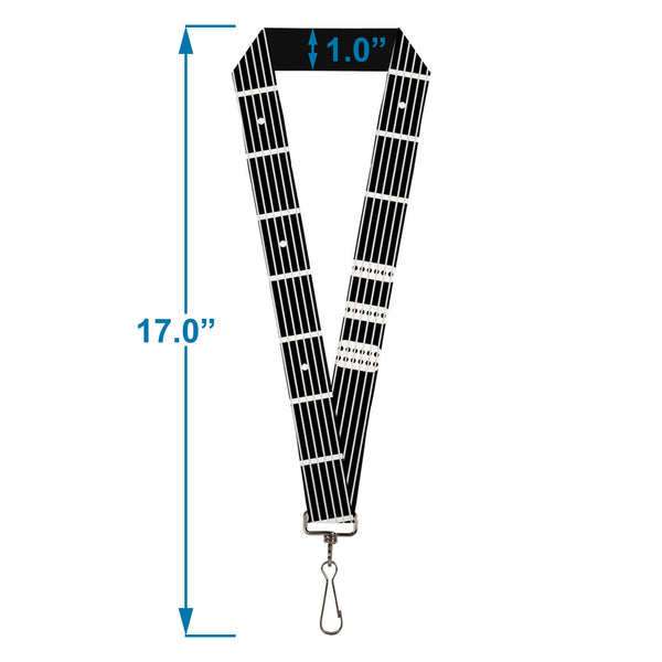 Buckle Down Lanyard - 1.0" - Guitar Neck Black White