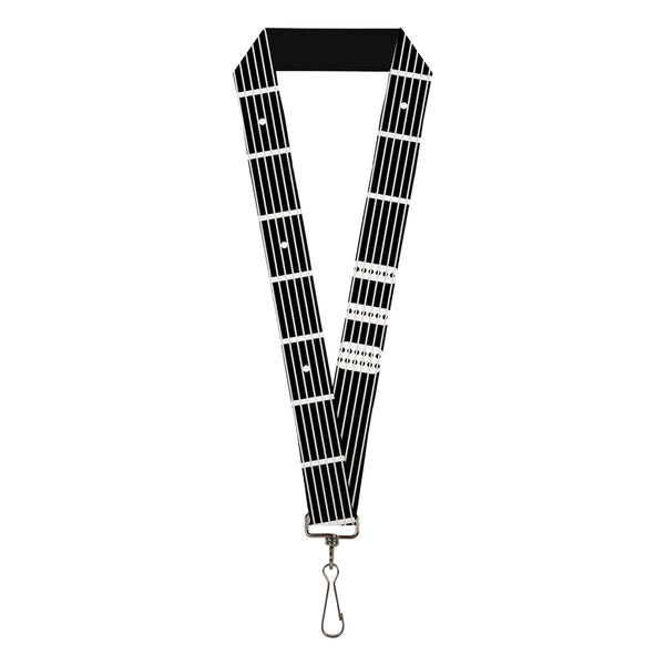 buckle down Lanyard - 1.0" - Guitar Neck Black White